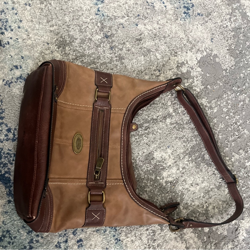 Brown and Tan Shoulder Bag